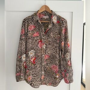 Nanette Lepore Animal Print Floral Blouse 🐆